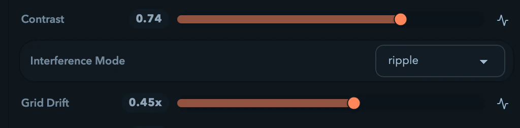 The four animation parameter control types in one rack.