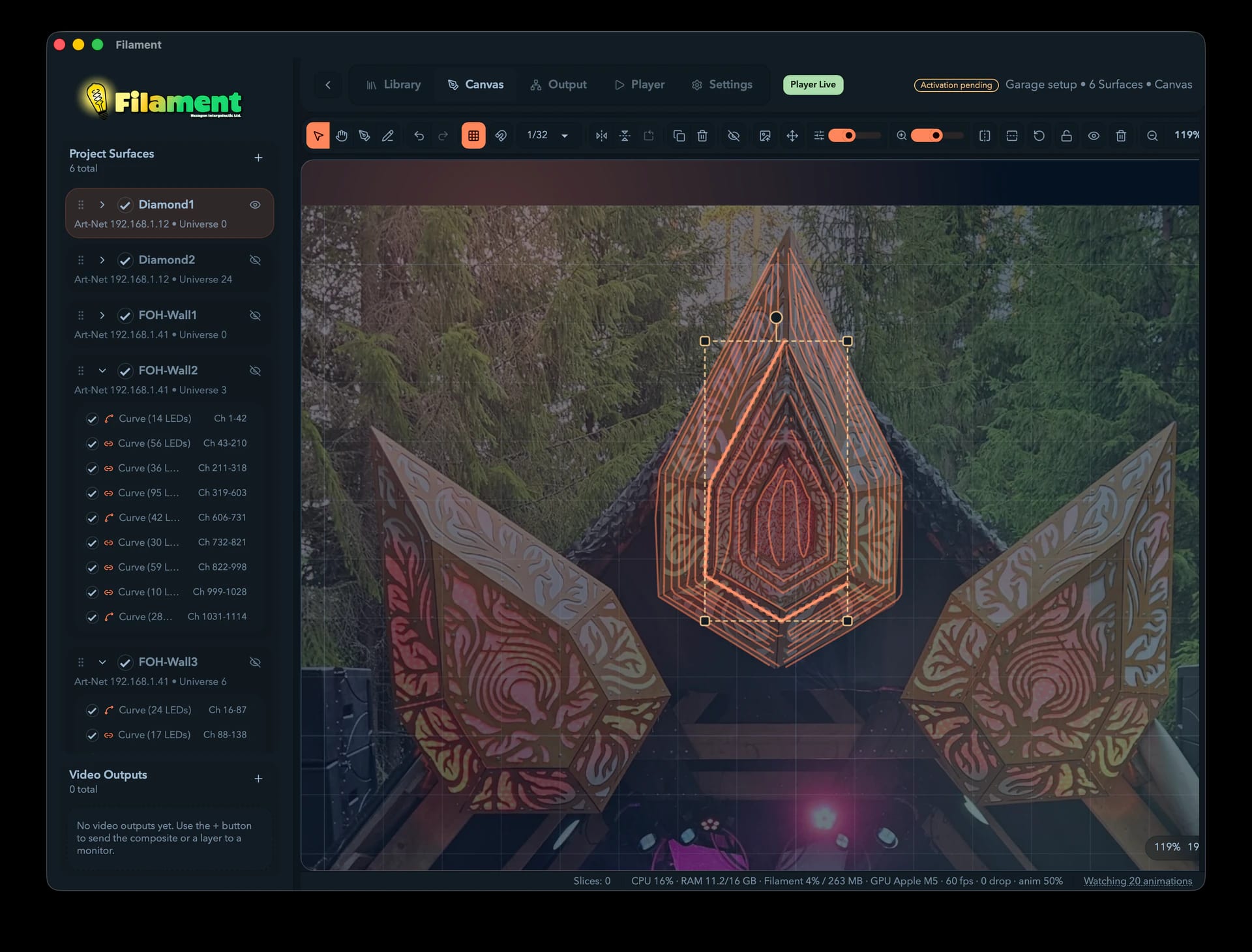 The canvas with a selection inside its transform frame and the matching sidebar rows highlighted.