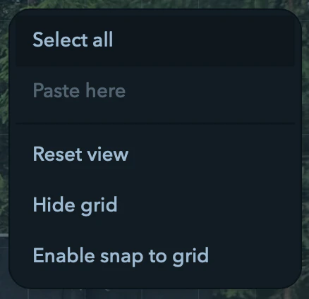 The empty-canvas context menu.