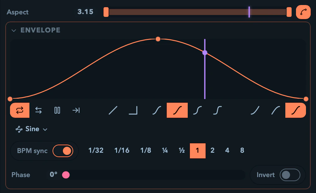 An output-range track with two markers and a live value dot.