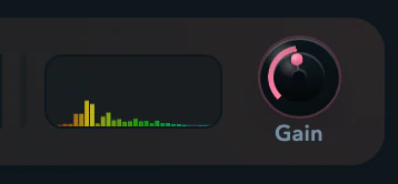The live input spectrum monitor beside the gain pot.
