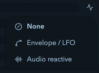 A parameter's modulation source menu open.