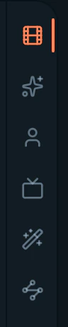 The library drawer's icon rail with its six tabs.