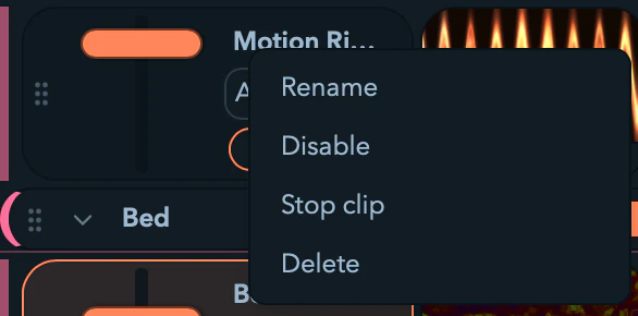The context menu for a Player layer.