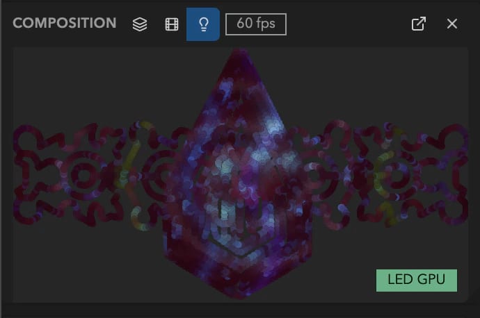 The composition preview showing only the LED overlay.