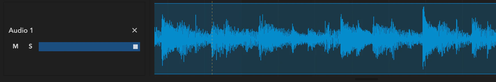 An audio clip zoomed in to individual waveform peaks.