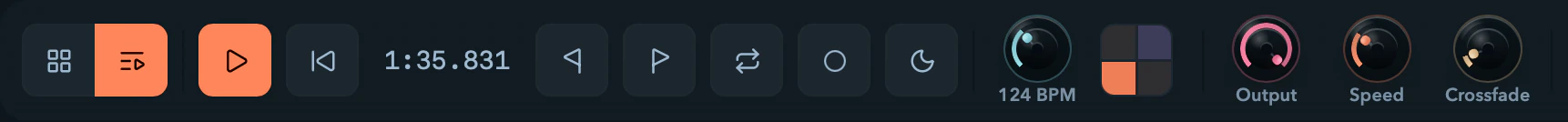 The Timeline toolbar and its controls.